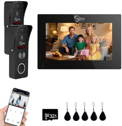 Wired Video Doorbell Intercom System 1080P HD Camera 7 inch Monitor Entry Doorphone Door Camera TUYA WiFi Smart Home Door Phone Kits for Apartment Home Villa (2 Doorbell + 1 Monitor)