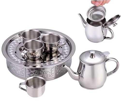 Théière en Acier Inoxydable pour | Set de Théière et Tasses Enfant - à Bec Long Tasses 70ml Débutants Étudiants Maternelle