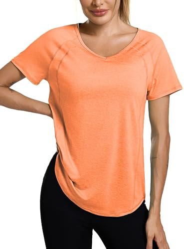 WaylebTee Shirt Sport Femme à Manches Courtes Col en V