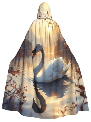 Nianyuer Cape à capuche d'Halloween pour adulte, cygne flottant sur l'eau, accessoire de costume de fête pour cosplay et événements