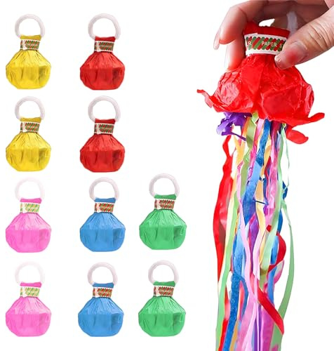 SoeUyd 10 Piezas Serpentinas de Lanzamiento de Serpentinas de Mano para Fiestas, Confeti, Serpentinas, Cañones, Cintas para Cumpleaños, Bodas, Navidad, Carnaval, Graduación