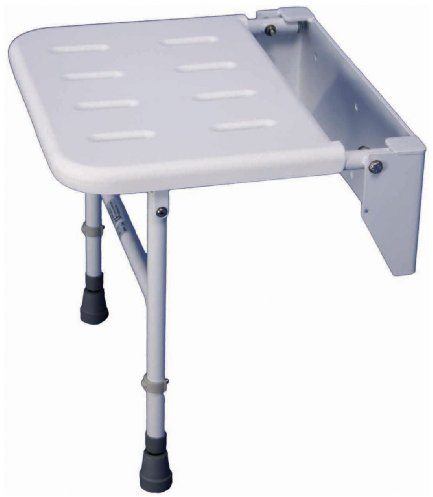 Aidapt Solo Standard Shower Seat with Legs Wall Mounted,Drop Down,Fold Flat Against Wall,Clip On/Off seat,Adjustable,Compact,Space Saver,Elderly,Disabled,Pregnant,FIXING SCREWS NOT SUPPLIED