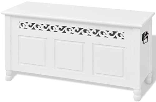 Vidaxl Cassapanca Panca Stoccaggio Baule in Stile Barocco Mdf Bianca