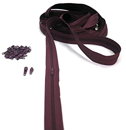 Artefizio, Cremalleras por Metros para Coser, Cremallera Continua, 20 Colores, Zip de Metal, 7 Longitudes, 4mm, 100% Poliéster, Made in Italy (Bordeaux, 2 m + 5 Deslizadores)