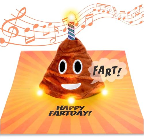Farting Plush Pop Up Birthday Card - Lights Up & Plays Hilarious Version of Happy Birthday Music - Fun Musical Birthday Cards for Family & Friends - Fart Novelty Greeting Card For Men & Women