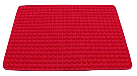 YWANG 2 Piezas Estera Barbacoa Reutilizable Antiadherente Alfombrilla para Barbacoa Silicona Multifunción Bola Redonda Resistente al Calor Estera para Parrilla de Barbacoa,Rojo