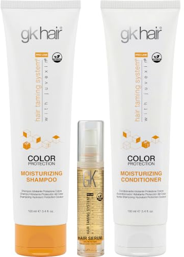 GK HAIR Färgskydd Fuktgivande schampo & balsam med argan hårolja kombo 7,14 Fl Oz för skadat frissigt och torrt hår