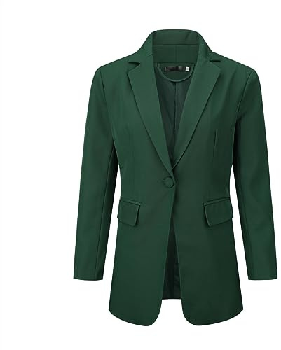 YUNCLOS Fritidsjackor för kvinnor långärmad arbete kontor blazer elegant affärsdräkt jacka, gRÖN, XXL