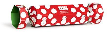 Happy Socks 2-Pack Big Dot Snowman Socks Set, farbenfrohe und fröhliche, Socken für Männer und Frauen, Rot-Weiß-Grün (36-40)