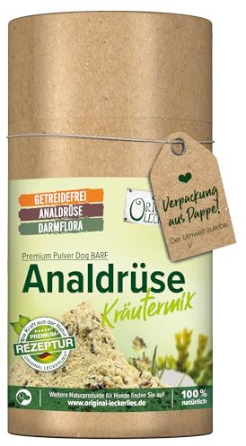 ORIGINAL LECKERLIES® Dog Barf Analdrüse-Kräutermix – Pulver für Hunde I natürliche Unterstützung der Analdrüsen, Verdauung, Darmflora und Darmtätigkeit sowie eines gesunden Darms (375 g)