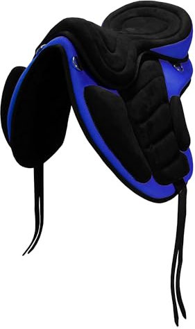 Brama West Selle « Safety » Taille d'assise 18 – pour Tous Les Types de Chevaux – avec Sangle – Noir/Bleu