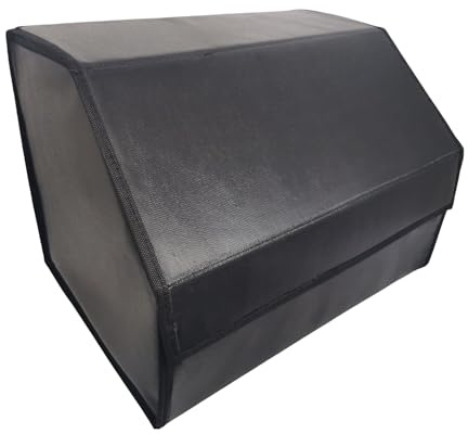 Muvax Kofferraum Organizer, Nonwoven, Wasserdicht Faltbar Kofferraum-Tasche mit Deckel für Auto, Auto Faltbox, Aufbewahrungsbox vliesstoff, Aufbewahrungskorb mit klett Schwarz 41x30x30 cm