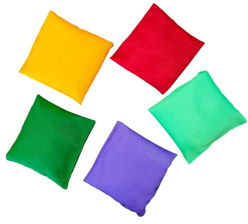 Bohnensäckchen, 5 Stück Cornhole Säckchen, Bunte Bean Bags, Wurfsäckchen Wurfspiel Set für Kinder, Sitzsäcke Werfen, Toss Game Bunte Sitzsack für Outdoor Gärten Jonglieren Spiel, 7x7CM