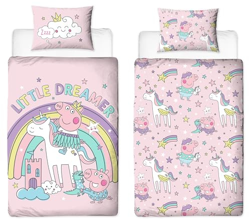 Character World Peppa Pig Official Toddler Cot Bed Duvet Cover | Bedtime Design Reversible 2 Sided Junior Bedding Including Matching Pillow Case Brands