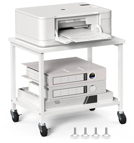 Nandae Mesa Impresora de 2 Niveles, Soporte para Impresora de Madera con 4 Ruedas, Mueble para Impresora, Estantería Escritorio Multiusos para fax, Uso en la Oficina en casa 30x42x37 cm