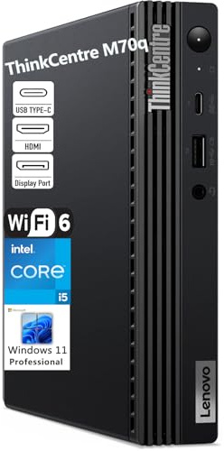 Lenovo ThinkCentre M70q Business Mini PC Desktop Computer, 32GB DDR4 RAM, 1TB PCIe SSD, Intel 6-Core i5-10400 (Beat i7-8700), WiFi 6, Bluetooth, Wireless Antenna, Keyboard & Mouse, Windows 11 Pro