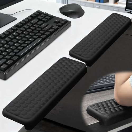 EdgeRest, Lot de 2 repose-poignets en forme de L en cuir noir, repose-poignet en forme de L, clavier en mousse à mémoire de forme, repose-poignet et coude pour bord de bureau