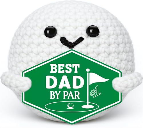 ALUNME Regalo di Natale per la festa del papà, da figlia, figlio, miglior papà, da par, divertente palla da golf all'uncinetto, accessori per uomini e golfisti (miglior papà di par)