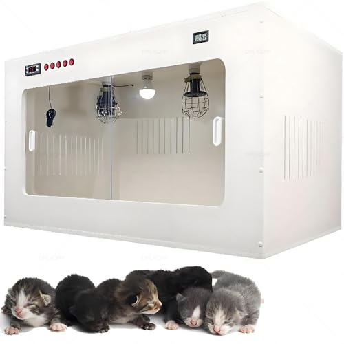 Incubatrice riscaldata per cuccioli e gattini appena nati, controllo intelligente della temperatura, lampada termica in ceramica, circolazione dell'aria, porta visiva in acrilico,