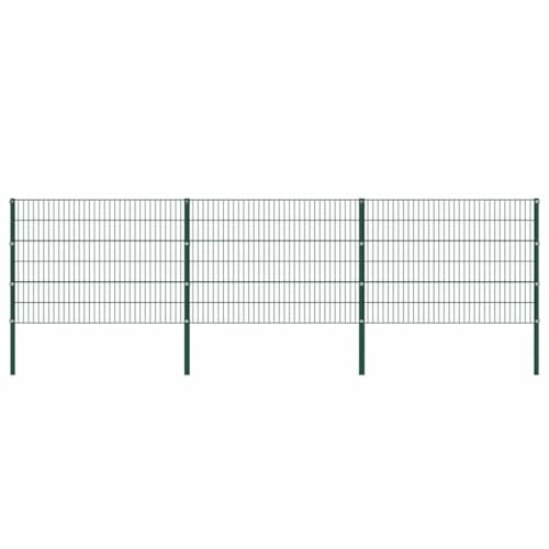 Owoxanthellate Set di recinzioni a doppia asta, 1,65 x 0,4 m, 9 caselle, 4 pali in ferro verniciato a polvere, verde, durevole inserto da giardino per prato, terrazza, cortile e aiuole