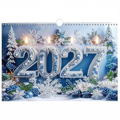CXINLky 2027 Diamond Painting Calendar DIY Diamond Painting Wall Calendar DIY Craft Kit Handmade for Wall Decoration, 17 x 25 cm - 01 - Month of 2027