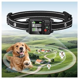 Collier Anti Fugue Chien sans Fil GPS, Collier GPS pour Chien avec Écran Couleur, Clôture GPS Intelligente Haute Précision, Réglable 30-999M, IPX7 Étanche, Utilisation Simple (Noir2.0)