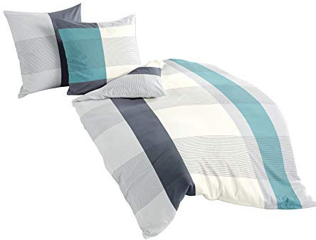 Bierbaum Bettwäsche 4643, Satin Basic, Designed in Germany, ozean 15, 155x220 + 80x80 cm, Komfortgröße