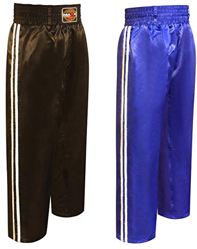 Maxx Pro Kickboxing Trouser Mix Martial Arts Clothing Training Satin Traditional (Blue, M (30-32 waist))