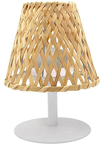 Lumisky Lampe de table sans fil bambou naturel LED blanc chaud/blanc dimmable IBIZA H26cm