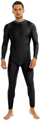 Nimiya Mens Long Sleeve Unitard Thermal Jumpsuit All in One Suit Baselayer One Piece Tight Full Bodysuit Black M