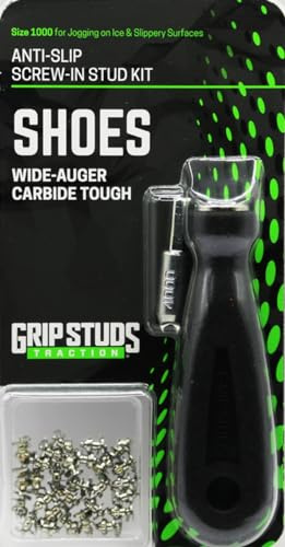 1000-2.2mm Prominence GRIPSTUDS Shoe Studs, Pack of 28 Solid Tungsten Carbide Tipped Screw in Studs for Improved Traction in Shoes or Sandals, Includes Installation Tool