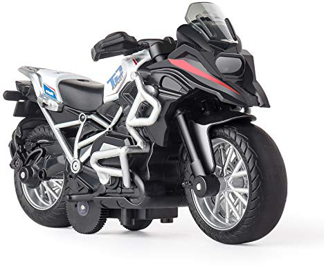 Diecast Motorcycle Toy - Pull Back Toy Cars with Sound and Light Toy,Motorcycle Toys for Boys,Toys for 3-9 Year Old Boys (White)
