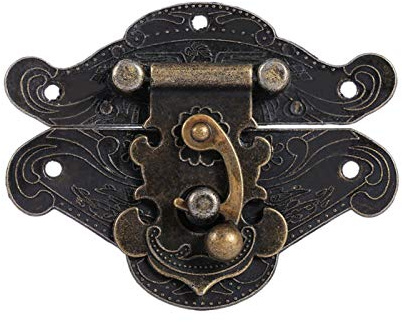 Tyenaza 82 * 65mm Verrou Vintage Antique Gaufrage Boite, Serrure Fermoir Boite en Bois boîte à Bijoux, Antique Retro Vintage Décoratifs Cabinet Armoire Boîte Cadeau Valise Meuble
