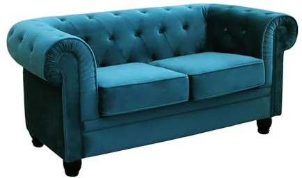 milani home Divano Vintage in Velluto 2 posti cm 152x74x82 h di Design Inglese per Salotto Moderno