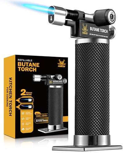 RAVS Butane Torch Lighter, DUAL Flame Mode Kitchen Torch, Refillable Cooking Torch Gun, Creme Brulee Torch Lighter, Blow Torch for Cooking, Welding, Mini Torch Soldering Torch, Butane is Not Included
