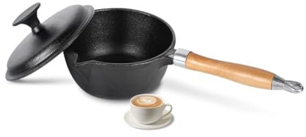 Olla para sopa de hierro fundido, olla para leche, olla esmaltada con tapa, sartén para salsa de cocina, Compatible con estufas de Gas, estufa de inducción de cerámica, utensilios de cocina