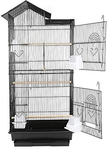 Voliere, Vogelkäfig, großer Vogelkäfig für Papageien/Wellensittiche/Kanarienvogel/Parakeet/Nymphensittiche/Finke, 46 x 35,5 x 99 cm