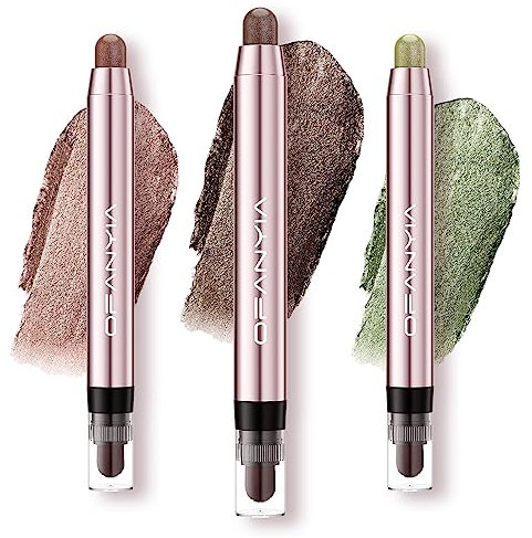Ofanyia Stick Fard À Paupières Crème, Crayon Étanche Bâton Shimmer Stylo Créer Paillettes Maquillage Des Yeux, 3Pcs