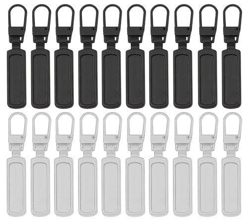 20 Piezas Lengüetas de Tirador Cremallera Desmontables, Reemplazo del Tirador Cremallera, Lengüetas Extraíbles con Cremallera de Metal, para Zapatos, Equipaje, Maletas, Bolsos, Chaquetas
