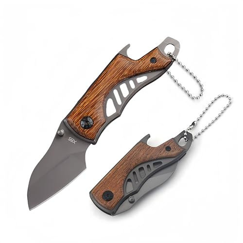 Folding Multitool Tool, Wooden Handle Box Opener with Bottle Opener for Ideal Pocket Tool for Camping, DIY Activities, Hiking - Gift Men