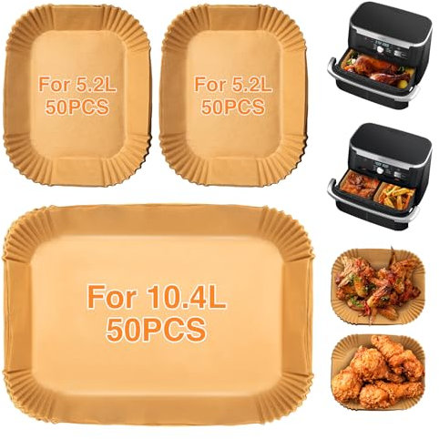 Carta da forno per friggitrice ad aria calda 150 pezzi per Ninja Flex Drawer Dual Zone AF500EU 10.4L, carta da forno Airfryer per Ninja AF500EU AF500EUCP, Cecotec 9000 9L