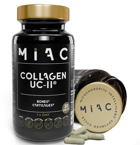 Colágeno tipo 2 40 mg UC-II Colageno con magnesio y Acido hialuronico + Vitamina C. Para Huesos y Articulaciones - No Desnaturalizado - Movilidad y Flexibilidad. 30 Cápsulas Veganas