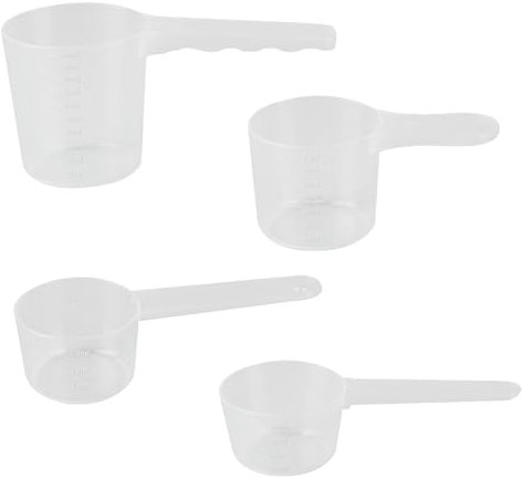 4 Pz Cucchiaio Dosatore, Cucchiai Misurini Dosatori, 40 ml, 50 ml, 70 ml, 100 ml Cucchiai Dosatori Trasparente in Plastica con Scala, Cucchiaini Misurini Cucina per Proteine Polvere Farina