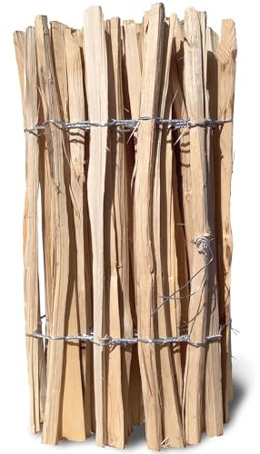 Staketenzaun Gartenzaun Holzzaun Zaunlatte Zaunrolle aus Haselnussholz Ekogarden H-120cm, Abstand-3/5cm, L-5m (70 cm / 7-9 cm / 5 m)