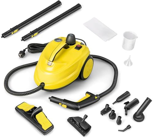 SOARS Nettoyeur Vapeur Puissant 2000W,14 Accessoires, Pression Max 5 Bar, Temp. 160°C, Chauffe Rapide 8 Min, Réservoir 1.8L, Pour Sol, Canapé, Cuisine, Surface 108 m² (Jaune)