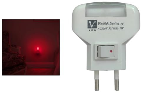 Generico LAMPADA LED NOTTURNA ROSSA CON INTERRUTTORE 220V PRESA MURO LUCE notte LAMPADINA