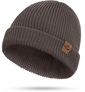 Vlazom Herrmössa snygga stickade mössor vinter unisex stickade tjocka täckande och bekväma, Khaki, one size