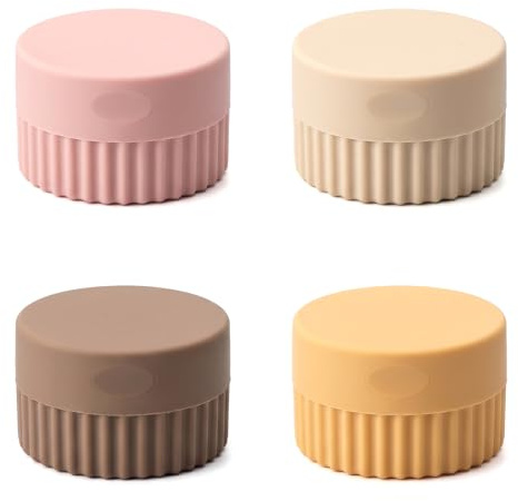 4 stycken resebehållare för kosmetika 20 ml, påfyllningsbara kosmetikburkar, krämburkar för påfyllning - krämburk i silikon med lock, läckagefria resebehållare för kräm, lotion, tandpasta och