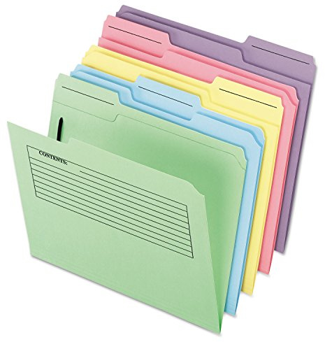 Pendaflex 45270 Printed Notes Folders with Fastener, 1/3 Cut Top Tab, Letter, Assorted (Pack of 30)