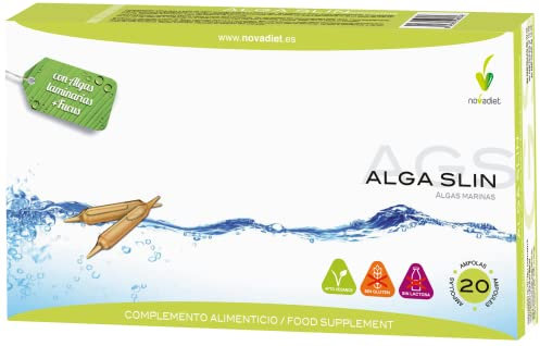 Novadiet - ALGA SLIN Ampollas con Algas Laminarias, Fucus, Contribuye en el Tratamiento de Sobrepeso, Obesidad y Adelgazar - 20 Ampollas de 10 ml